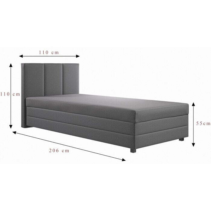 Váľanda Alexa Petite 110x200, sivá, bez čela