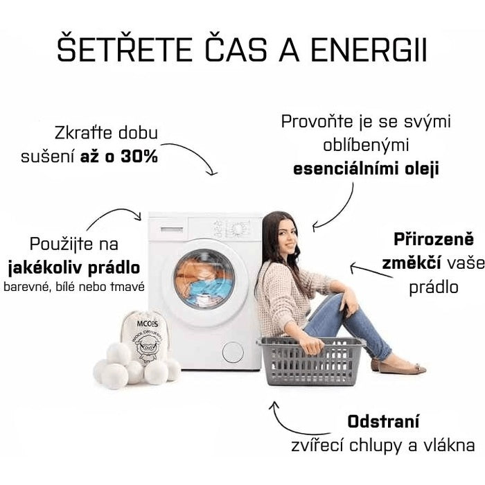 Vlnené gule do sušičky, 3ks, 100% ovčia vlna, zmäkčuje bielizeň