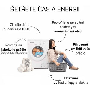 Vlnené gule do sušičky, 3ks, 100% ovčia vlna, zmäkčuje bielizeň
