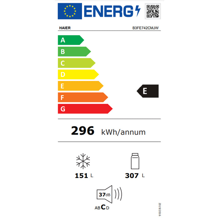 Voľne stojaca kombinovaná chladnička Haier B3FE742CMJW POUŽITÝ