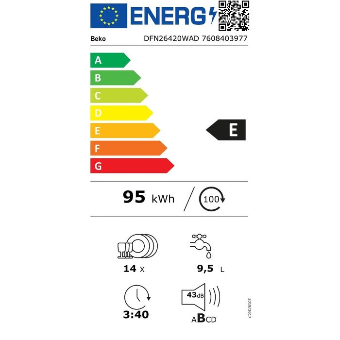 Voľne stojaca umývačka riadu Beko DFN26420WAD, 60 cm, 14 súprav