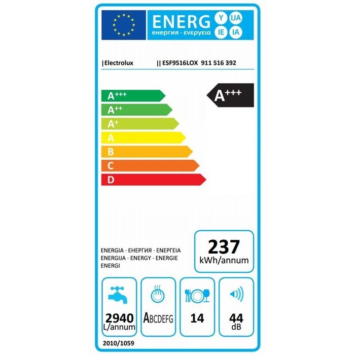 Voľne stojaca umývačka riadu Electrolux ESF9516LOX, AAA+, 14 sad