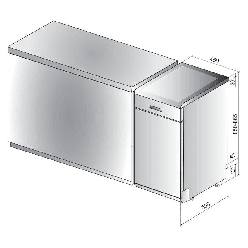 Voľne stojaca umývačka riadu WHIRLPOOL WSFE 2B19, 45 cm