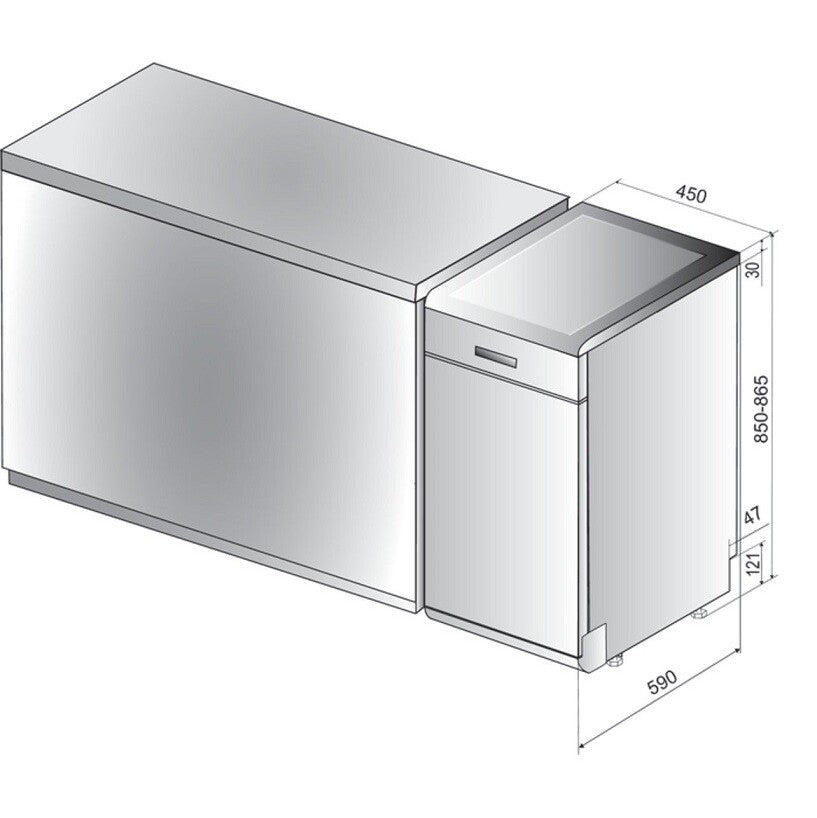 Voľne stojaca umývačka riadu WHIRLPOOL WSFO 3O23 PF X, 45 cm