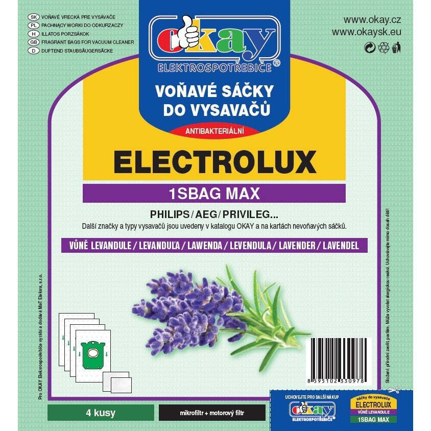 Vrecká do vysávača Jolly MAX1SBAG, vôňa levandule, 4ks POŠKODENÝ OBAL