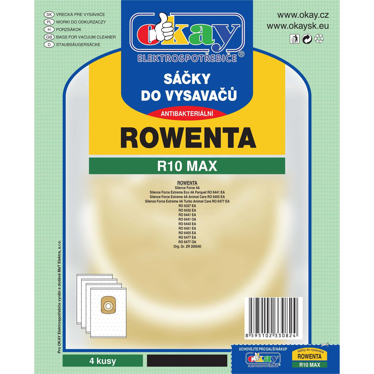 Vrecká do vysávača Rowenta R10 MAX, 8ks POŠKODENÝ OBAL