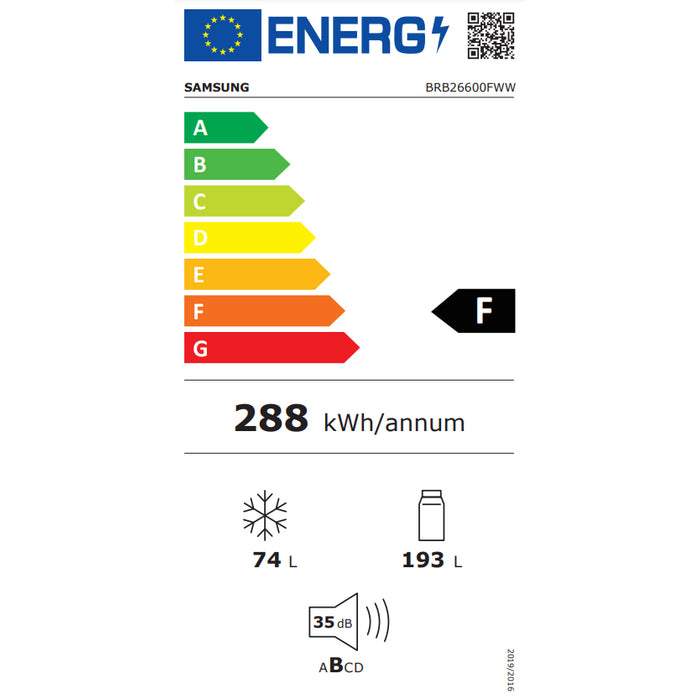 Vstavaná kombi chladnička s mrazničkou Samsung BRB26600FWW/EF