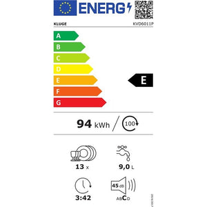 Vstavaná umývačka riadu Kluge KVD6011P, 60cm, 13sád