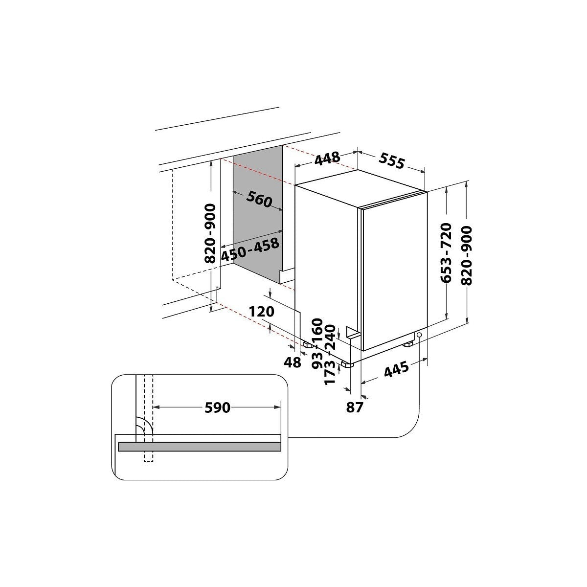 Vstavaná umývačka riadu Whirlpool WSIO 3T125 6PE X