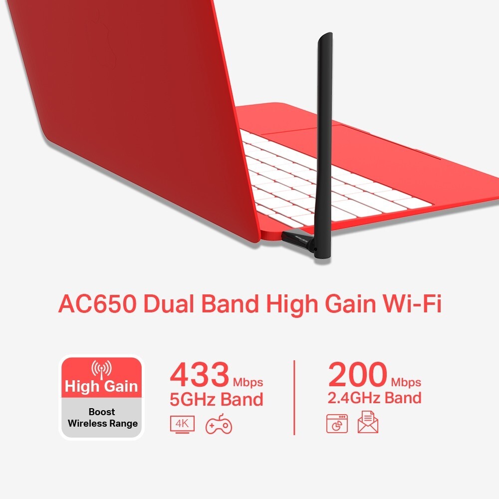 WiFi USB adaptér Mercusys MU6H, AC650